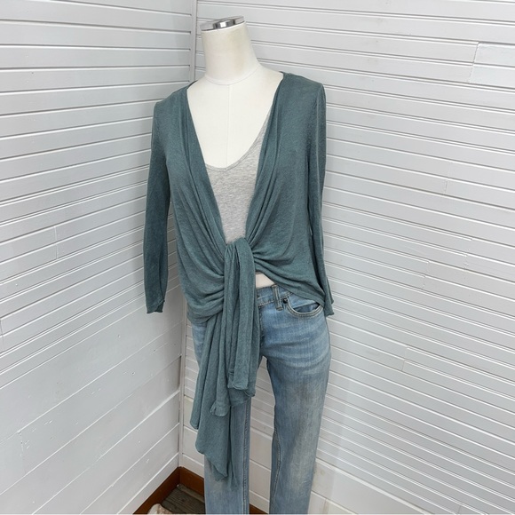 Calypso St. Barth Linen Drape Front Cardigan - Picture 5 of 9
